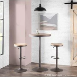 Lumisource Dakota Adjustable Swivel Barstool in Antique Metal and Bamboo, PK 2 -Kitchen & Dining Furniture Sales Store LumiSource20LLC BSxxDAKxxAN2xxxx9xxxxec592d