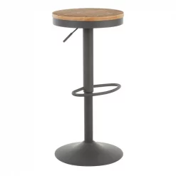 Lumisource Dakota Adjustable Swivel Barstool in Grey Metal and Bamboo, PK 2 -Kitchen & Dining Furniture Sales Store LumiSource20LLC BSxxDAKxxGY2xxxx2xxxx18d5ba