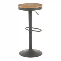 Lumisource Dakota Adjustable Swivel Barstool in Grey Metal and Bamboo, PK 2 -Kitchen & Dining Furniture Sales Store LumiSource20LLC BSxxDAKxxGY2xxxx4xxxx227796