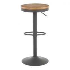 Lumisource Dakota Adjustable Swivel Barstool in Grey Metal and Bamboo, PK 2 -Kitchen & Dining Furniture Sales Store LumiSource20LLC BSxxDAKxxGY2xxxx5xxxx065ce4