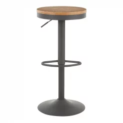 Lumisource Dakota Adjustable Swivel Barstool in Grey Metal and Bamboo, PK 2 -Kitchen & Dining Furniture Sales Store LumiSource20LLC BSxxDAKxxGY2xxxx6xxxx1ba3af