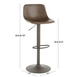 Lumisource Duke Adjustable Swivel Barstool in Grey Faux Leather, PK 2 -Kitchen & Dining Furniture Sales Store LumiSource20LLC BSxxDUKExxBKGY2xxDIMxx5f738b