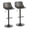 Lumisource Duke Adjustable Swivel Barstool in Grey Faux Leather, PK 2