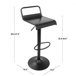Lumisource Emery Adjustable Swivel Barstool in Black, PK 2 -Kitchen & Dining Furniture Sales Store LumiSource20LLC BSxxEMRYxxBK2xxDIM