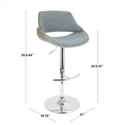 Lumisource Fabrizzi Adjustable Swivel Barstool in Walnut and Blue -Kitchen & Dining Furniture Sales Store LumiSource20LLC BSxxFBZZxxWLxxBUxxDIMxx93a212