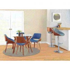 Lumisource Fabrizzi Adjustable Swivel Barstool in Walnut and Blue -Kitchen & Dining Furniture Sales Store LumiSource20LLC BSxxFBZZxxWLxxBUxxxx10xxxx7ccc58