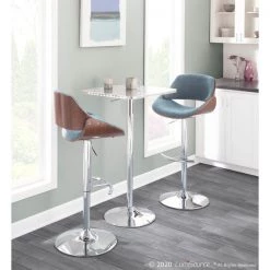 Lumisource Fabrizzi Adjustable Swivel Barstool in Walnut and Blue -Kitchen & Dining Furniture Sales Store LumiSource20LLC BSxxFBZZxxWLxxBUxxxx9xxxx54b697