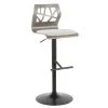 Lumisource Folia Adjustable Swivel Barstool in Light Grey Wood, Light Grey Fabric