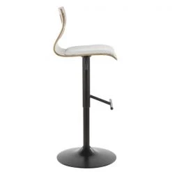 Lumisource Folia Adjustable Swivel Barstool in Light Grey Wood, Light Grey Fabric -Kitchen & Dining Furniture Sales Store LumiSource20LLC BSxxFLxxLGYxxLGYxxxx2xxxx50cc8d