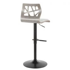 Lumisource Folia Adjustable Swivel Barstool in Light Grey Wood, Light Grey Fabric -Kitchen & Dining Furniture Sales Store LumiSource20LLC BSxxFLxxLGYxxLGYxxxx3xxxx6896a5