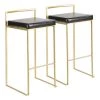 Lumisource Fuji Barstool in Gold with Black Faux Leather, PK 2