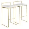 Lumisource Fuji Barstool in Gold with White Faux Leather, PK 2 -Kitchen & Dining Furniture Sales Store LumiSource20LLC BSxxFUJIxxAUxxW2xxxx1xxxx832374
