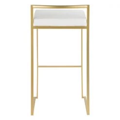 Lumisource Fuji Barstool in Gold with White Faux Leather, PK 2 -Kitchen & Dining Furniture Sales Store LumiSource20LLC BSxxFUJIxxAUxxW2xxxx5xxxx36647f