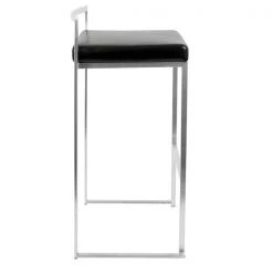 Lumisource Fuji Stackable Barstool with Black Faux Leather, PK 2 -Kitchen & Dining Furniture Sales Store LumiSource20LLC BSxxFUJIxxBK2xxxx3xxxx437b56