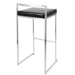 Lumisource Fuji Stackable Barstool with Black Faux Leather, PK 2 -Kitchen & Dining Furniture Sales Store LumiSource20LLC BSxxFUJIxxBK2xxxx4xxxx46ba66