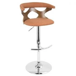 Lumisource Gardenia Adjustable Swivel Barstool in Walnut and Orange -Kitchen & Dining Furniture Sales Store LumiSource20LLC BSxxGARDxxWLxxOxxxx2xxxx884465