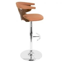 Lumisource Gardenia Adjustable Swivel Barstool in Walnut and Orange -Kitchen & Dining Furniture Sales Store LumiSource20LLC BSxxGARDxxWLxxOxxxx3xxxx617329