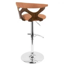 Lumisource Gardenia Adjustable Swivel Barstool in Walnut and Orange -Kitchen & Dining Furniture Sales Store LumiSource20LLC BSxxGARDxxWLxxOxxxx4xxxx98216a