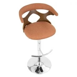 Lumisource Gardenia Adjustable Swivel Barstool in Walnut and Orange -Kitchen & Dining Furniture Sales Store LumiSource20LLC BSxxGARDxxWLxxOxxxx7xxxx90d39a