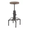 Lumisource Hydra Barstool in Vintage Antique Metal and Brown Bamboo