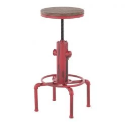 Lumisource Hydra Barstool in Vintage Red Metal and Brown Bamboo -Kitchen & Dining Furniture Sales Store LumiSource20LLC BSxxHYDRAxxRxxBNxxxx3xxxx93f27c