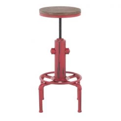 Lumisource Hydra Barstool in Vintage Red Metal and Brown Bamboo -Kitchen & Dining Furniture Sales Store LumiSource20LLC BSxxHYDRAxxRxxBNxxxx4xxxxe5094e