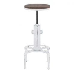 Lumisource Hydra Barstool in Vintage White Metal and Brown Bamboo -Kitchen & Dining Furniture Sales Store LumiSource20LLC BSxxHYDRAxxVWxxBNxxxx4xxxx986a42