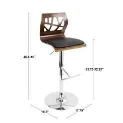 Lumisource Folia Adjustable Swivel Barstool in Walnut and Black Faux Leather -Kitchen & Dining Furniture Sales Store LumiSource20LLC BSxxJYxxFLxxWALxxBKxxDIMxxaba998