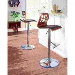 Lumisource Folia Adjustable Swivel Barstool in Walnut and Black Faux Leather -Kitchen & Dining Furniture Sales Store LumiSource20LLC BSxxJYxxFLxxWALxxBKxxxx12xxxx95bf04
