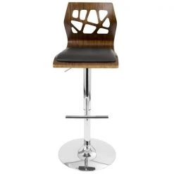 Lumisource Folia Adjustable Swivel Barstool in Walnut and Black Faux Leather -Kitchen & Dining Furniture Sales Store LumiSource20LLC BSxxJYxxFLxxWALxxBKxxxx6xxxx1950fc