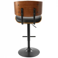 Lumisource Lombardi Adjustable Swivel Barstool in Walnut with Black Faux Leather -Kitchen & Dining Furniture Sales Store LumiSource20LLC BSxxJYxxLMBxxWLxxBKxxxx5xxxx67ec5d