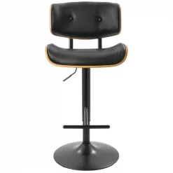 Lumisource Lombardi Adjustable Swivel Barstool in Walnut with Black Faux Leather -Kitchen & Dining Furniture Sales Store LumiSource20LLC BSxxJYxxLMBxxWLxxBKxxxx6xxxxfe472f
