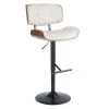 Lumisource Lombardi Adjustable Swivel Barstool in Walnut with Cream Faux Leather