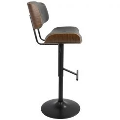 Lumisource Lombardi Adjustable Swivel Barstool in Walnut with Grey Faux Leather -Kitchen & Dining Furniture Sales Store LumiSource20LLC BSxxJYxxLMBxxWLxxGYxxxx3xxxxa1f6b7