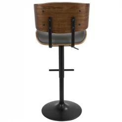 Lumisource Lombardi Adjustable Swivel Barstool in Walnut with Grey Faux Leather -Kitchen & Dining Furniture Sales Store LumiSource20LLC BSxxJYxxLMBxxWLxxGYxxxx5xxxx5c46b6