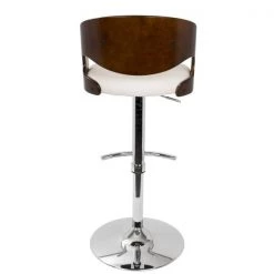 Lumisource Pino Adjustable Swivel Barstool in Cherry and White Faux Leather -Kitchen & Dining Furniture Sales Store LumiSource20LLC BSxxJYxxPNxxCHxxWxxxx5xxxxc6ca76