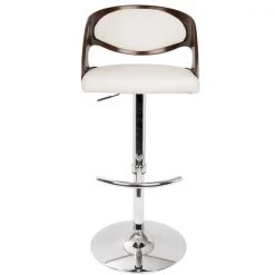 Lumisource Pino Adjustable Swivel Barstool in Cherry and White Faux Leather -Kitchen & Dining Furniture Sales Store LumiSource20LLC BSxxJYxxPNxxCHxxWxxxx6xxxx48cf09