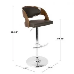 Lumisource Pino Adjustable Swivel Barstool in Walnut and Brown Faux Leather -Kitchen & Dining Furniture Sales Store LumiSource20LLC BSxxJYxxPNxxWLxxBNxxDIMxx5de8db