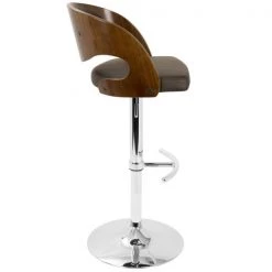 Lumisource Pino Adjustable Swivel Barstool in Walnut and Brown Faux Leather -Kitchen & Dining Furniture Sales Store LumiSource20LLC BSxxJYxxPNxxWLxxBNxxxx3xxxx4d4be9