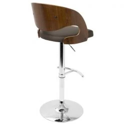 Lumisource Pino Adjustable Swivel Barstool in Walnut and Brown Faux Leather -Kitchen & Dining Furniture Sales Store LumiSource20LLC BSxxJYxxPNxxWLxxBNxxxx4xxxx200375