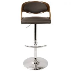 Lumisource Pino Adjustable Swivel Barstool in Walnut and Brown Faux Leather -Kitchen & Dining Furniture Sales Store LumiSource20LLC BSxxJYxxPNxxWLxxBNxxxx6xxxx49f99c