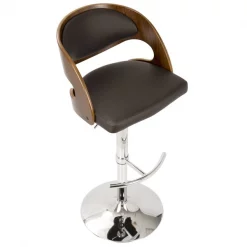 Lumisource Pino Adjustable Swivel Barstool in Walnut and Brown Faux Leather -Kitchen & Dining Furniture Sales Store LumiSource20LLC BSxxJYxxPNxxWLxxBNxxxx7xxxx77a504