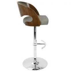 Lumisource Pino Adjustable Swivel Barstool in Walnut and Grey Fabric -Kitchen & Dining Furniture Sales Store LumiSource20LLC BSxxJYxxPNxxWLxxGYxxxx3xxxxac34aa