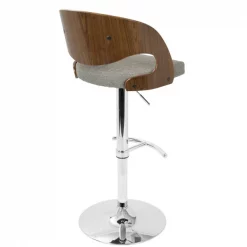 Lumisource Pino Adjustable Swivel Barstool in Walnut and Grey Fabric -Kitchen & Dining Furniture Sales Store LumiSource20LLC BSxxJYxxPNxxWLxxGYxxxx4xxxx662a7e
