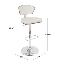 Lumisource Ravinia Adjustable Swivel Barstool in Walnut and White Faux Leather -Kitchen & Dining Furniture Sales Store LumiSource20LLC BSxxJYxxRAVxxWLxxWxxDIMxxe8ac99