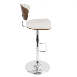 Lumisource Ravinia Adjustable Swivel Barstool in Walnut and White Faux Leather -Kitchen & Dining Furniture Sales Store LumiSource20LLC BSxxJYxxRAVxxWLxxWxxxx3xxxx71f44a