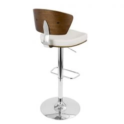 Lumisource Ravinia Adjustable Swivel Barstool in Walnut and White Faux Leather -Kitchen & Dining Furniture Sales Store LumiSource20LLC BSxxJYxxRAVxxWLxxWxxxx4xxxx9e8c9f