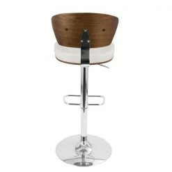 Lumisource Ravinia Adjustable Swivel Barstool in Walnut and White Faux Leather -Kitchen & Dining Furniture Sales Store LumiSource20LLC BSxxJYxxRAVxxWLxxWxxxx5xxxx0d42fe