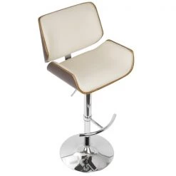 Lumisource Santi Adjustable Swivel Barstool in Walnut and Cream Faux Leather -Kitchen & Dining Furniture Sales Store LumiSource20LLC BSxxJYxxSNTxxWLxxCRxxxx7xxxxbc436c