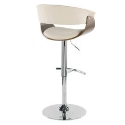 Lumisource Vintage Mod Adjustable Swivel Barstool in Walnut and Cream Fabric -Kitchen & Dining Furniture Sales Store LumiSource20LLC BSxxJYxxVMOxxWLxxCxxxx4xxxx0447c3